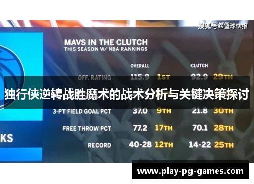 独行侠逆转战胜魔术的战术分析与关键决策探讨