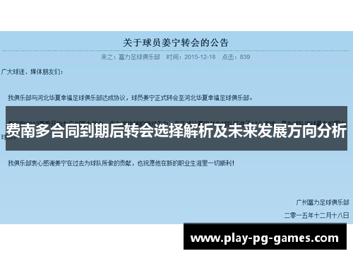 费南多合同到期后转会选择解析及未来发展方向分析