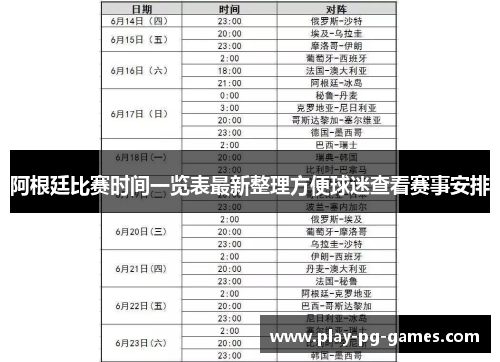 阿根廷比赛时间一览表最新整理方便球迷查看赛事安排